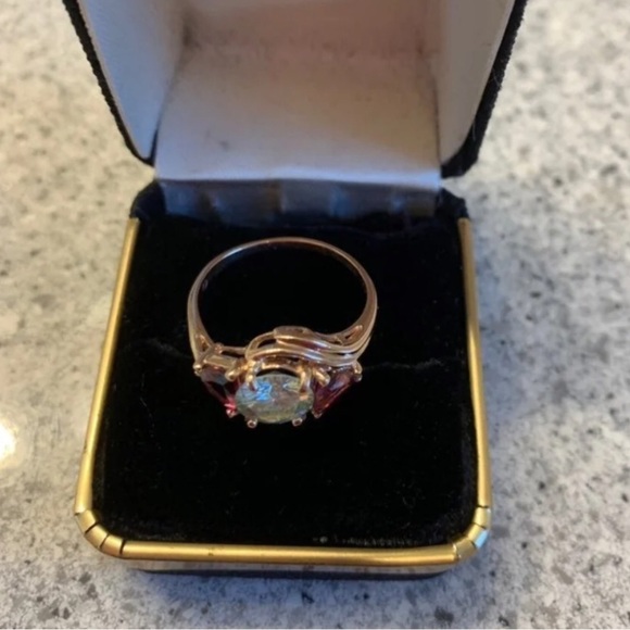 COPY - Moissanite and rhodolite 10k rose gold ring - Picture 2 of 11
